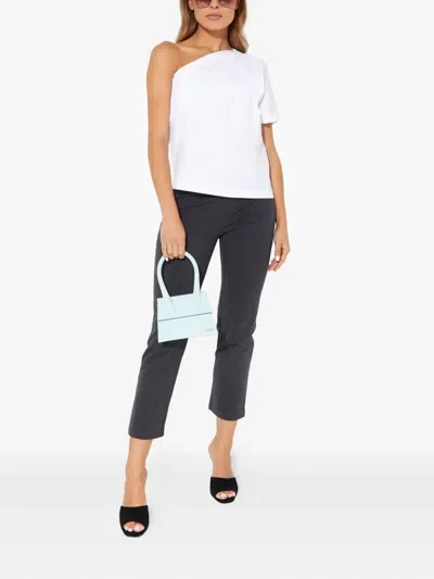 Norma Kamali Flat-front Cropped Trousers In Gray
