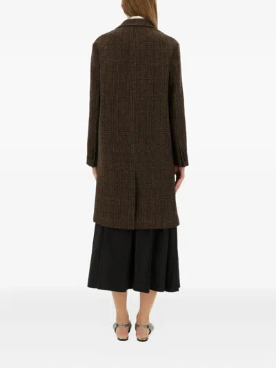 Aspesi Longline Coat With Notched Lapels And Pockets In Brown