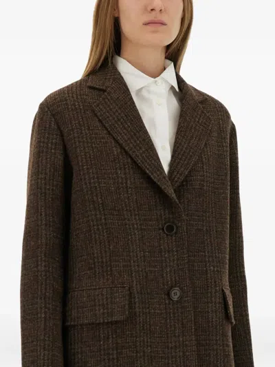 Aspesi Longline Coat With Notched Lapels And Pockets In Brown