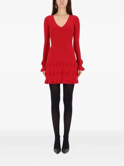 Moschino Jeans Mini Dress With Ruffles In Red