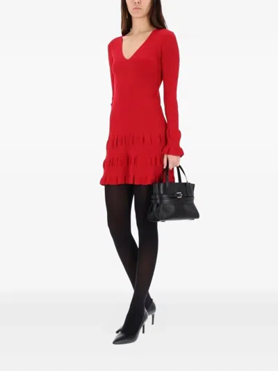 Moschino Jeans Mini Dress With Ruffles In Red