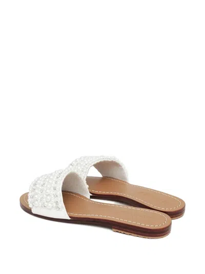 Mystique Embellished-upper Flat Sandals In White