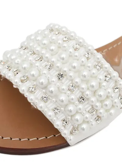 Mystique Embellished-upper Flat Sandals In White