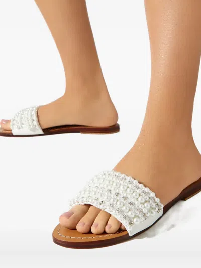 Mystique Embellished-upper Flat Sandals In White