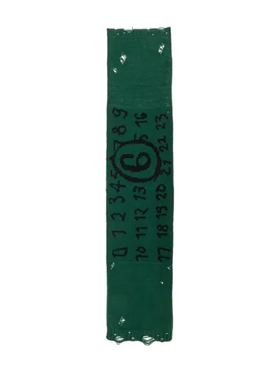 Mm6 Maison Margiela Wool Scarf Numeric Pattern In Green