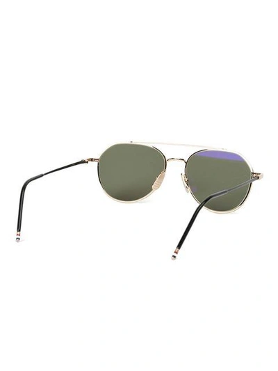 Shop Thom Browne Black Enamel & 12k Gold Aviator Sunglasses