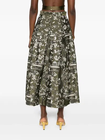 Lunatica Milano Floral Print Skirt In Green