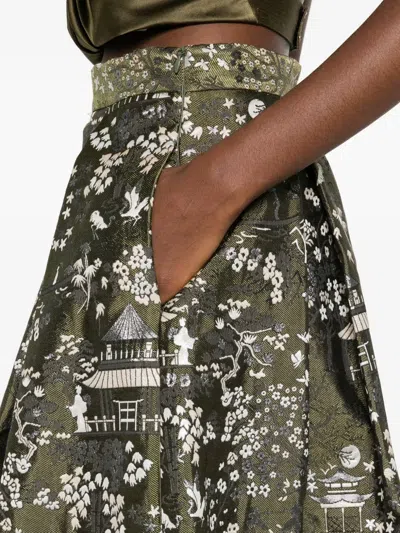 Lunatica Milano Floral Print Skirt In Green