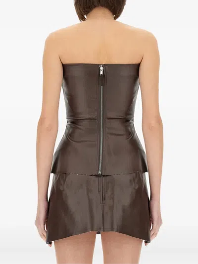 Rick Owens Brown Solid Strapless Top In Brown