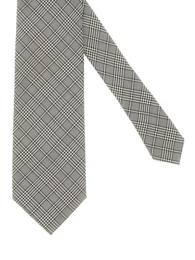 Tom Ford Checkered Pointed Tip Tie In Gray