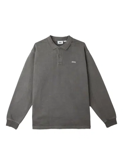 Obey Long-sleeve Polo Shirt In Gray