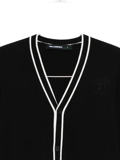 Karl Lagerfeld Logo-motif Cardigan In Black