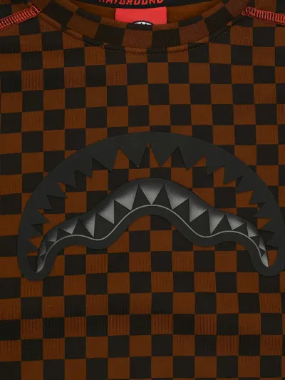 Sprayground Takeover The Throne Checked Sweatshirt In Brown