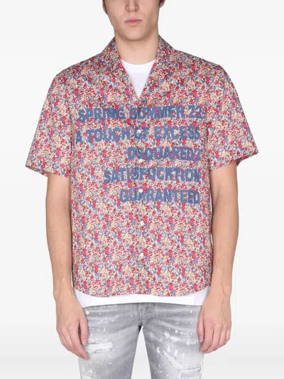Dsquared2 Floral-print Shirt In Red