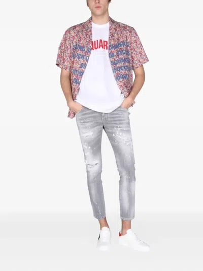 Dsquared2 Floral-print Shirt In Red
