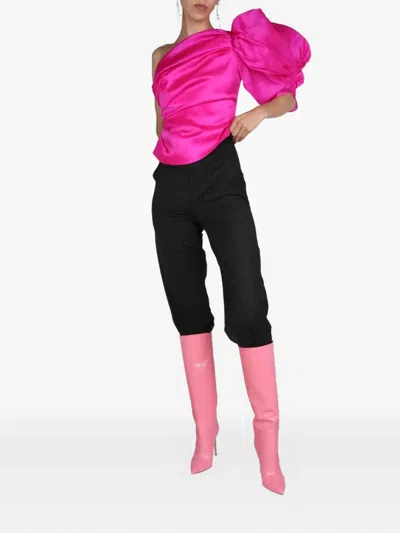 Anouki Fuchsia Solid One Shoulder Top In Pink