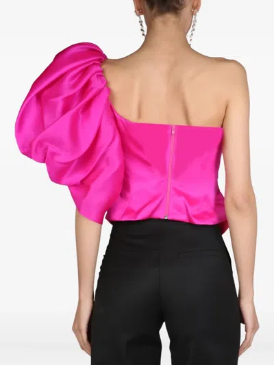 Anouki Fuchsia Solid One Shoulder Top In Pink