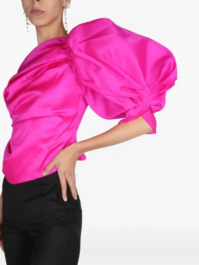 Anouki Fuchsia Solid One Shoulder Top In Pink