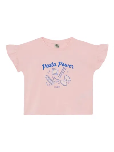 Bonton Ruffled Graphic Top In Pink
