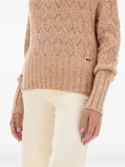 Kiton Textured Knit Turtleneck Shirt With Ribbed Finish In Neutral