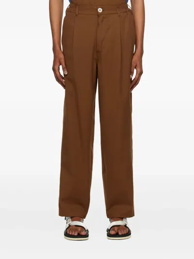 Howlin' Textured Stretch-cotton Trousers In Brown