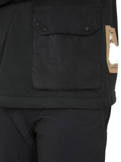 Ten C Crew Neck Cotton Sweatshirt With Front Pocket In Black