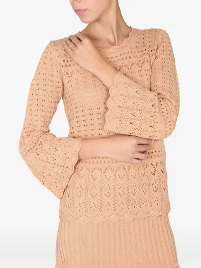 Boutique Moschino Cozy Wool Blend Crewneck Sweater For Women In Brown