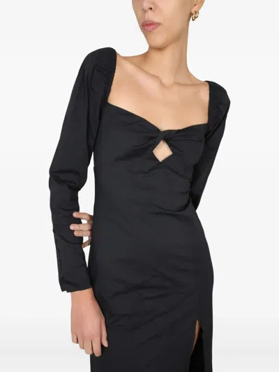 Staud Josephine Poplin Maxi Dress In Black