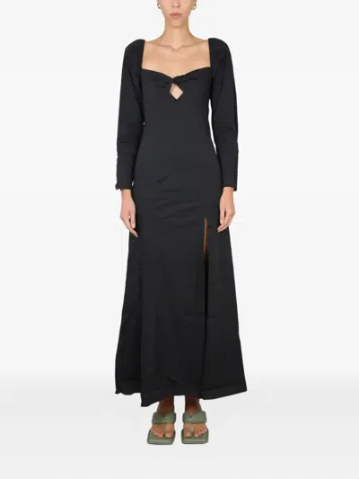 Staud Josephine Poplin Maxi Dress In Black