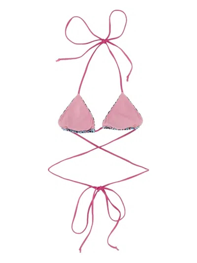 Mc2 Saint Barth Animalier Print Bikini Top In Blue