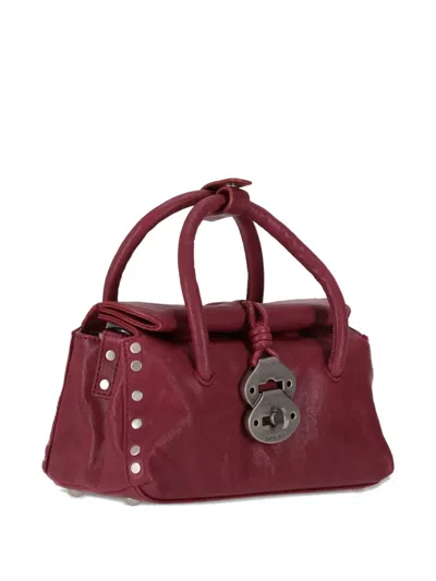 Zanellato Small Dotta Smooth Leather Top Handle Bag In Burgundy