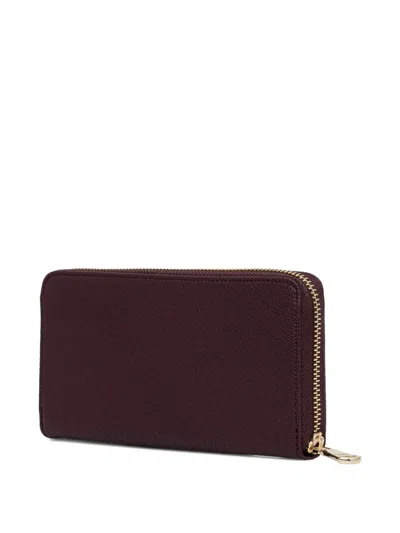 Patrizia Pepe Fly-plaque Zipped Wallet In Brown