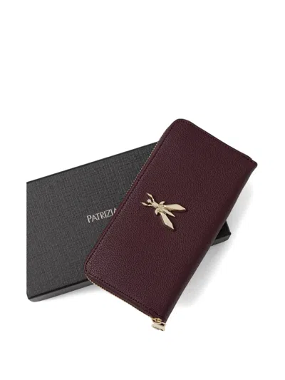 Patrizia Pepe Fly-plaque Zipped Wallet In Brown