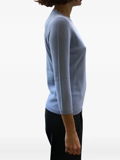 La Rose Quarter-sleeve Crew-neck Sweater In Blue