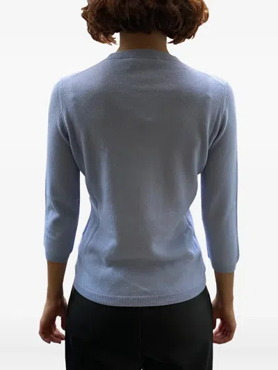 La Rose Quarter-sleeve Crew-neck Sweater In Blue