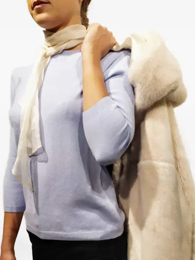 La Rose Quarter-sleeve Crew-neck Sweater In Blue