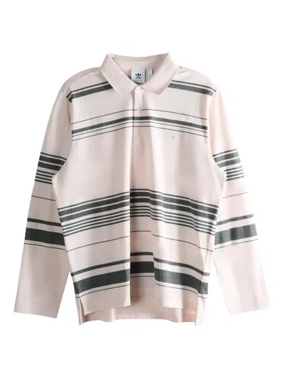 Adidas Originals Striped Polo Shirt In Pink