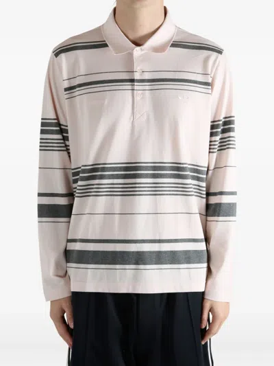 Adidas Originals Striped Polo Shirt In Pink