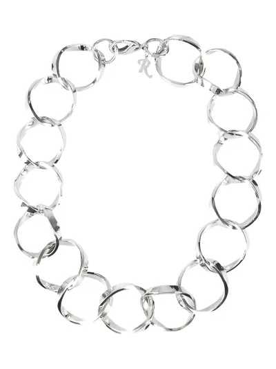 Raf Simons Linked Rings Chain Collar Necklace In Silver