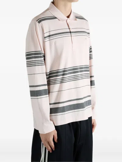 Adidas Originals Striped Polo Shirt In Pink
