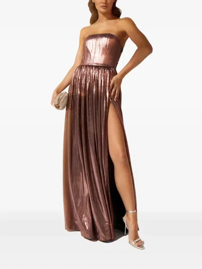 Retroféte Jaden Belted Maxi Dress In Brown