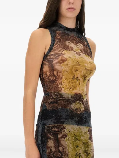 Jean Paul Gaultier Printed-design Sleeveless Top In Neutral