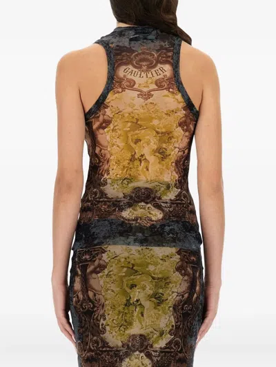 Jean Paul Gaultier Printed-design Sleeveless Top In Neutral