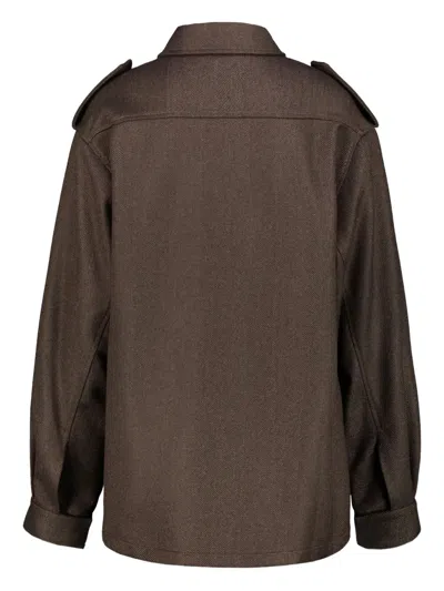 Drhope Flap-pockets Epaulettes Shirt Jacket In Brown