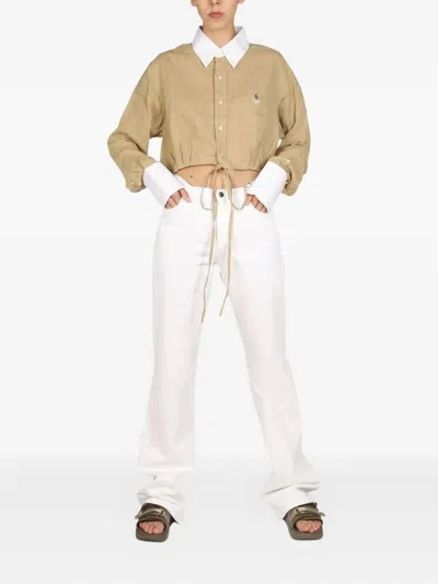 系带细节翻领上衣