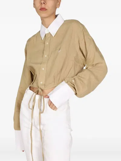 系带细节翻领上衣