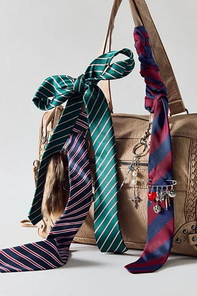 Urban Outfitters Stripe Pattern Neck Tie In Dark Green, Men's At  In Green