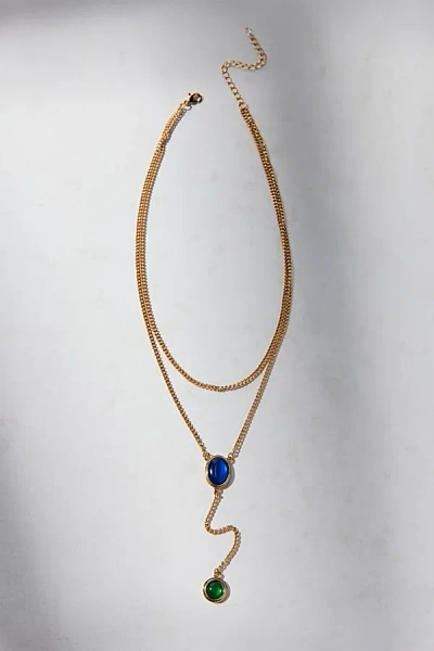 Urban Outfitters Garland Stone Lariat Layered Necklace In Gold, Women's At  In Gold