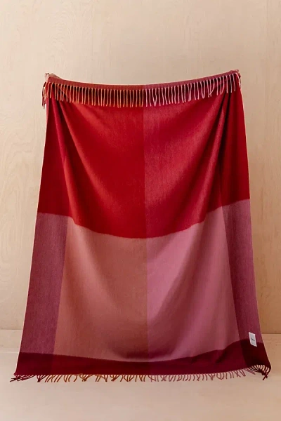 Tbco Lambswool Throw Blanket In Berry Frame Check At Urban Outfitters In Red
