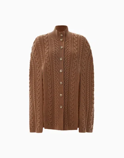 Dodiee Amy Cable-knit Cape Cardigan In Camel In Brown